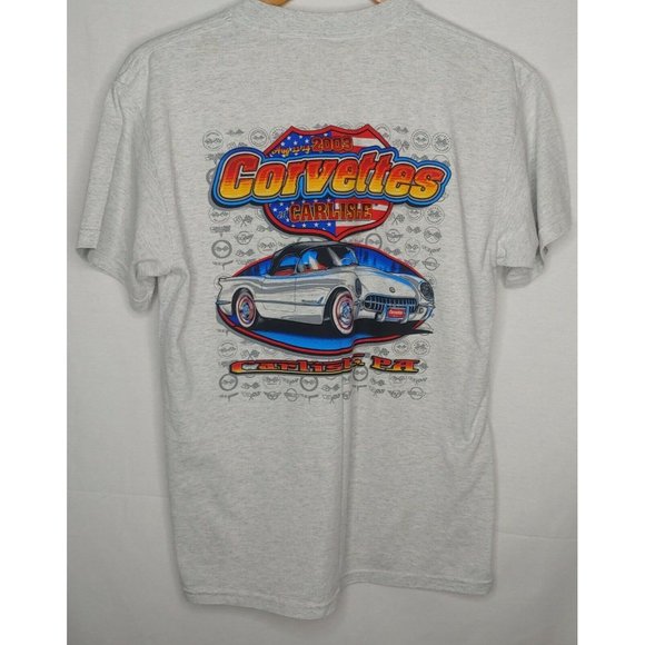 Carlisle PA Corvettes Men Large T Shirt Gray Automobile Rally 8/2003 New No Tags - Picture 5 of 6